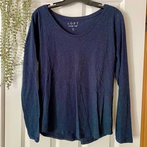 New LOFT Vintage Soft Long Sleeve Navy Shirt Size S
